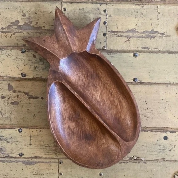 70s VINTAGE BOHO WOOD DISH TRAY MONKEY POD WOOD DISH HAWAII HOME DECOR ACCENT - Picture 3 of 7